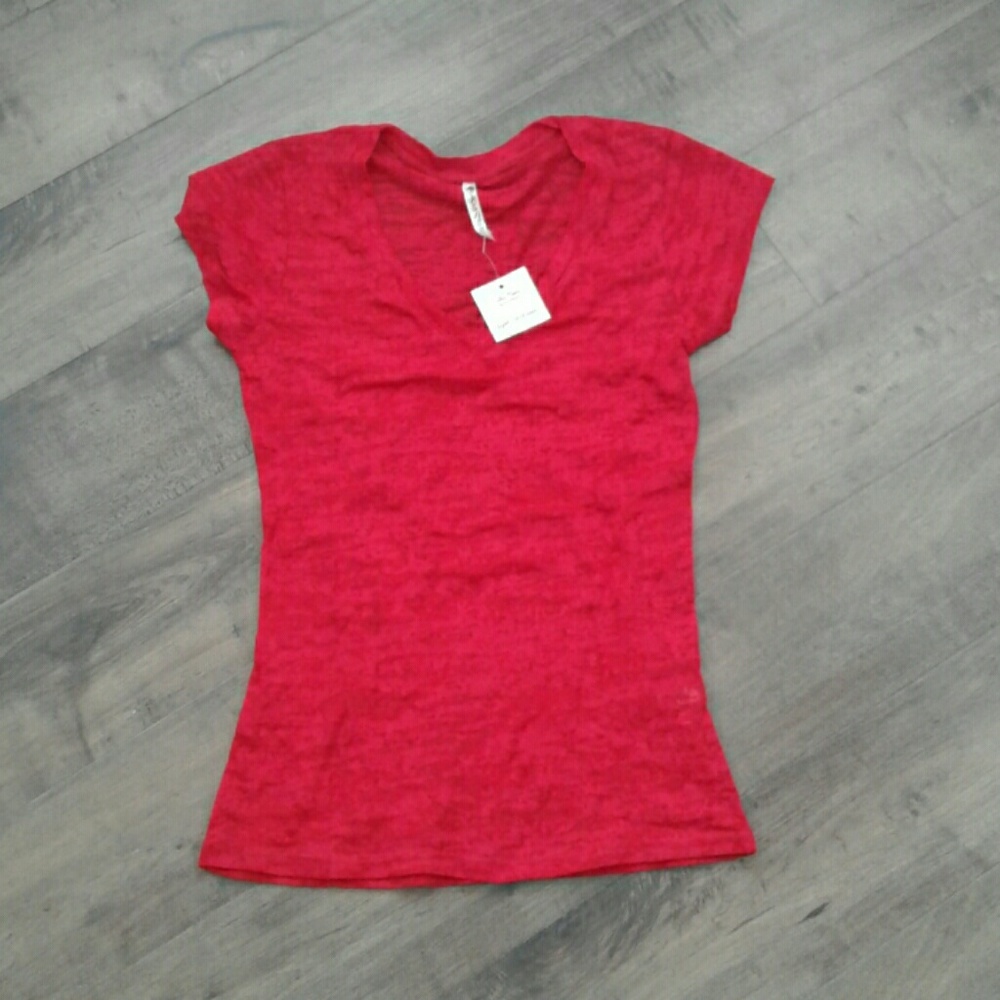 Kids red sheer vneck top brand new
